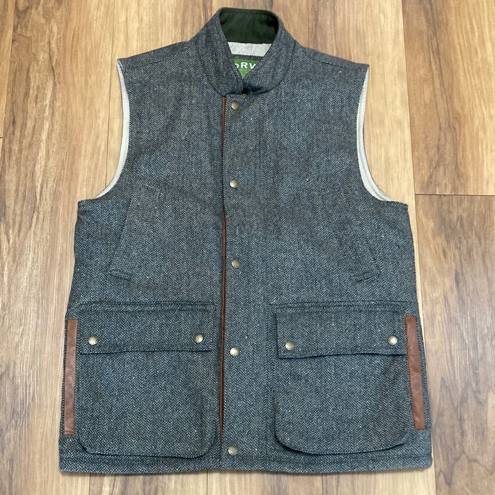 Orvis Primaloft Wool Herringbone Donegal Tweed Vest Men’s M